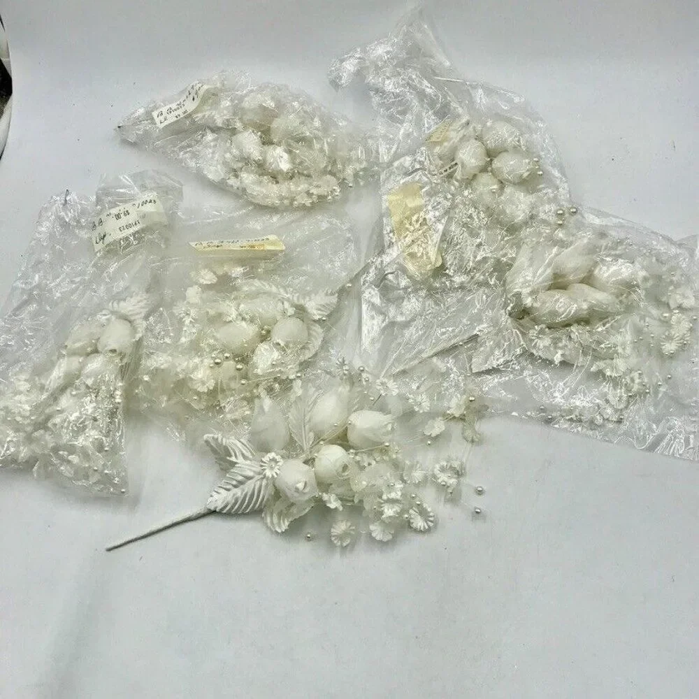 Vintage 80s Womens Comb Tiara Spray Crystals Flowers Pearls Wedding Bridal Lot